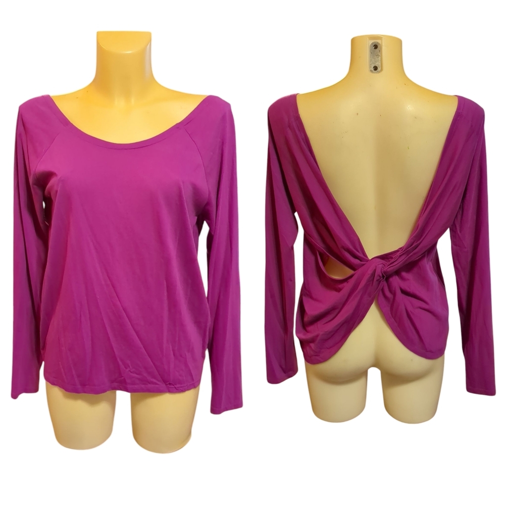 🌹3/15🌹FABLETICS Solid Purple Cross Knot Back Long Sleeve Athletic Top
